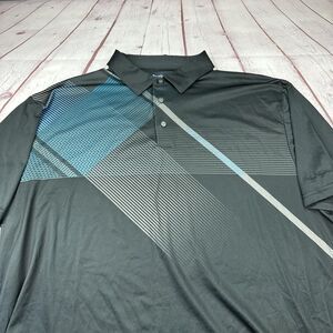 Ben Hogan Performance Polo Shirt Mens 2XL Gray Black Geometric Golf Stretch